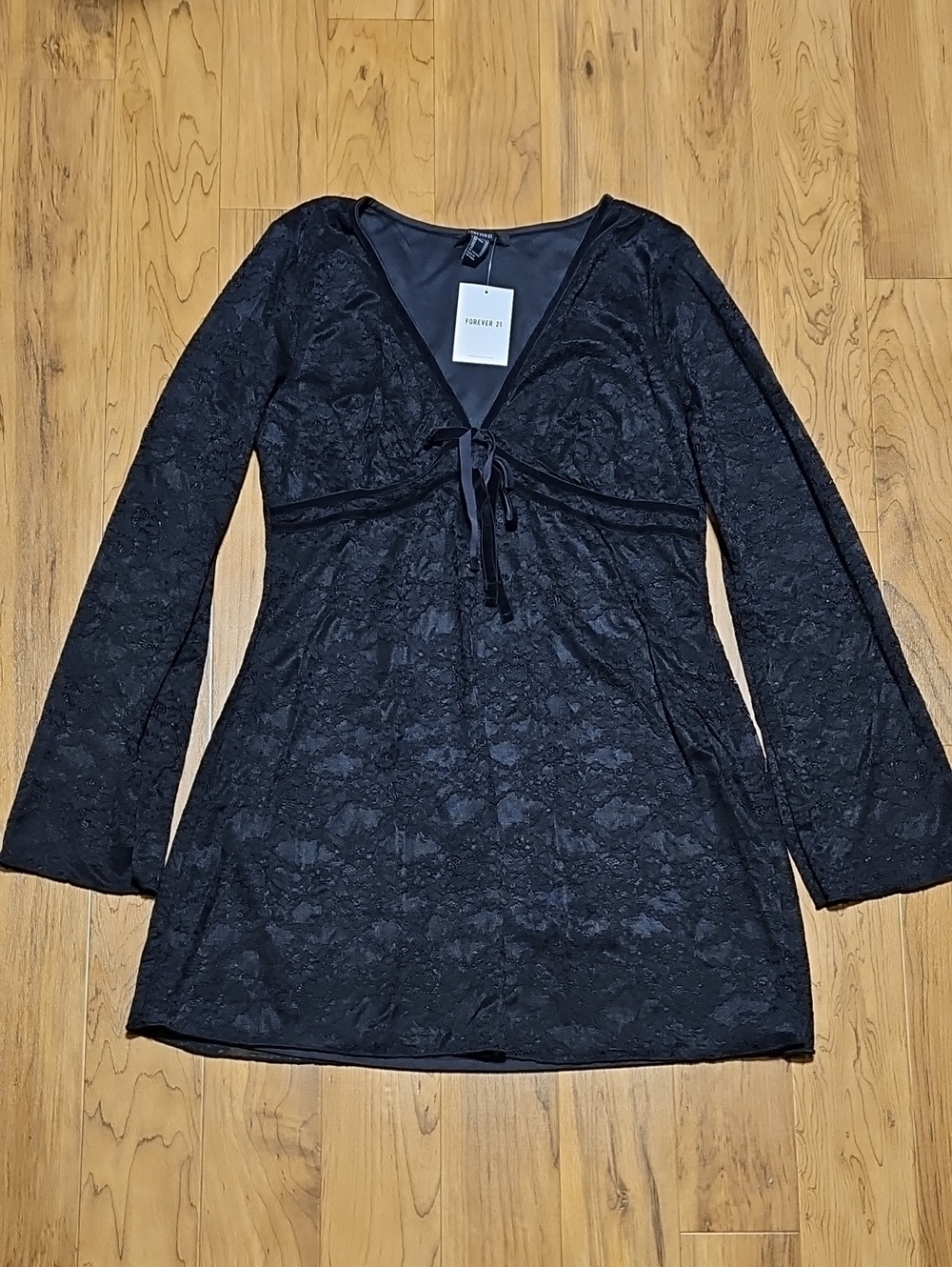 Forever 21 Black Lace V-Neck Dress